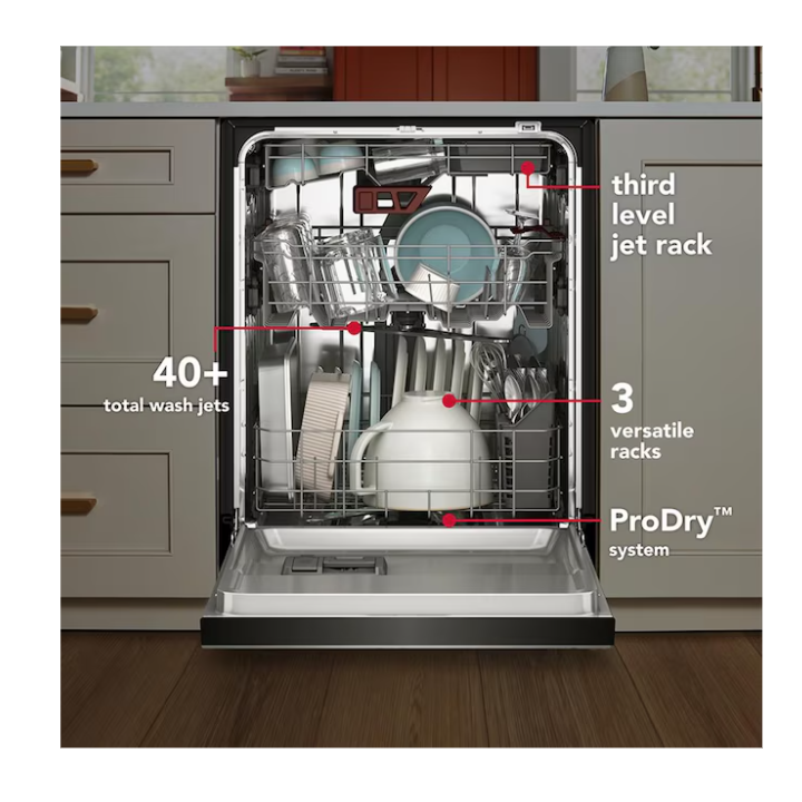 KitchenAid 24-in Top Control Built-in Dishwasher ( PrintShield Stainless ) With Third Rack, ProWash, ProDry Max , 41-Decibel