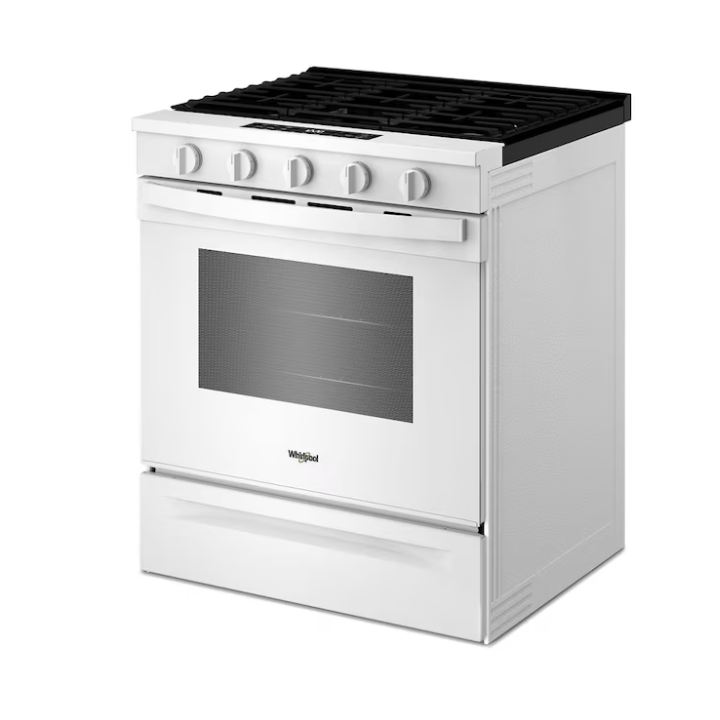Whirlpool 30-in 5 burners 5-cu ft Air Fry Convection Oven Slide-In Natural Gas Range (White)