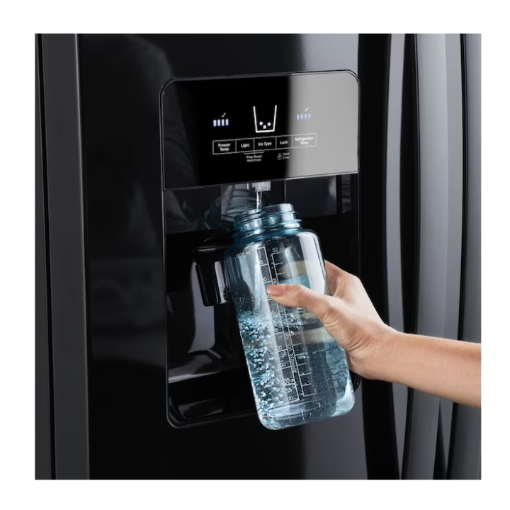 Whirlpool 21.4-cu ft Standard-Depth 33-in Wide Side-by-Side Refrigerator with Ice Maker,Water and Ice Dispenser (Black)