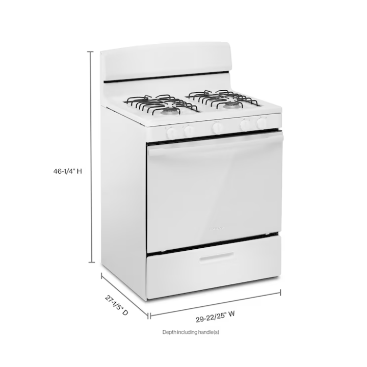 Amana 30-in 4 burners 5.1-cu ft Freestanding Natural Gas Range (White)