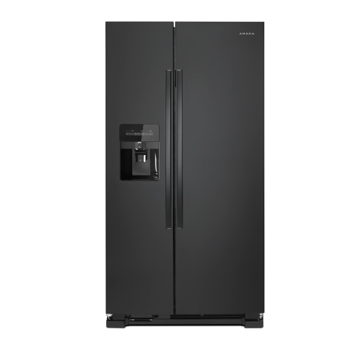 Amana 24.6 cu. ft. Side by Side Refrigerator with Dual Pad External Ice and Water Dispenser in Black