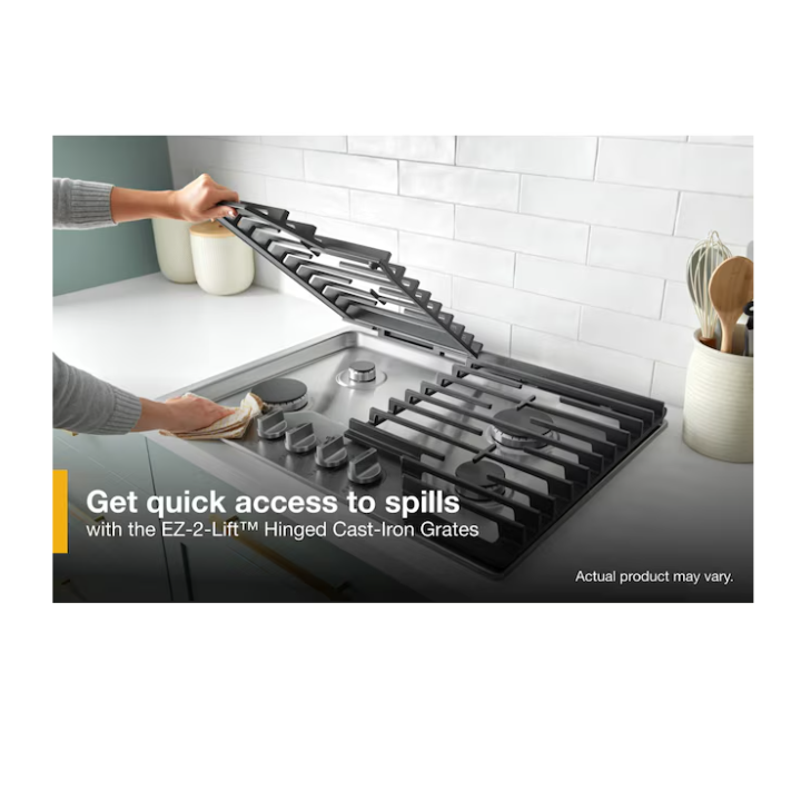 Whirlpool 30-in 5 burners Stainless steel Gas Cooktop