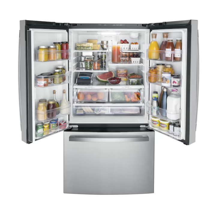 GE Counter-Depth 21.9-cu ft 3 -Door 36-in Wide French Door Refrigerator with Ice Maker with Water Dispenser (Fingerprint-resistant Stainless Steel) ENERGY STAR Certified