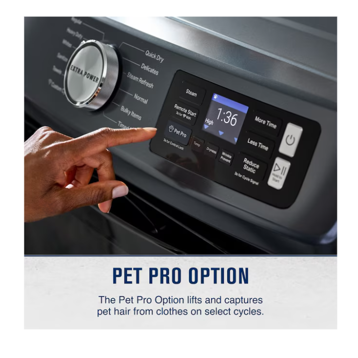 Maytag Pet Pro 7.4-cu ft Stackable Vented Electric Dryer with Steam Cycle (Midnight Steel)