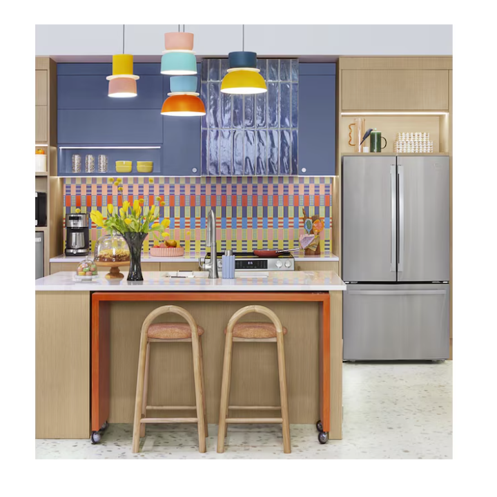 GE Counter-Depth 21.9-cu ft 3 -Door 36-in Wide French Door Refrigerator with Ice Maker with Water Dispenser (Fingerprint-resistant Stainless Steel) ENERGY STAR Certified