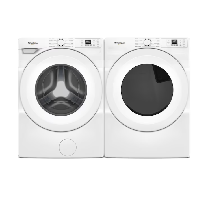 Whirlpool 4.5 cu. ft. High Efficiency Front Load Washer & 7.4 Cu. Ft. vented Front Load Electric Dryer (White)
