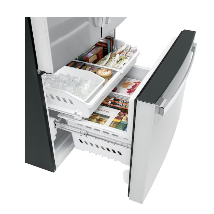 GE Counter-Depth 21.9-cu ft 3 -Door 36-in Wide French Door Refrigerator with Ice Maker with Water Dispenser (Fingerprint-resistant Stainless Steel) ENERGY STAR Certified