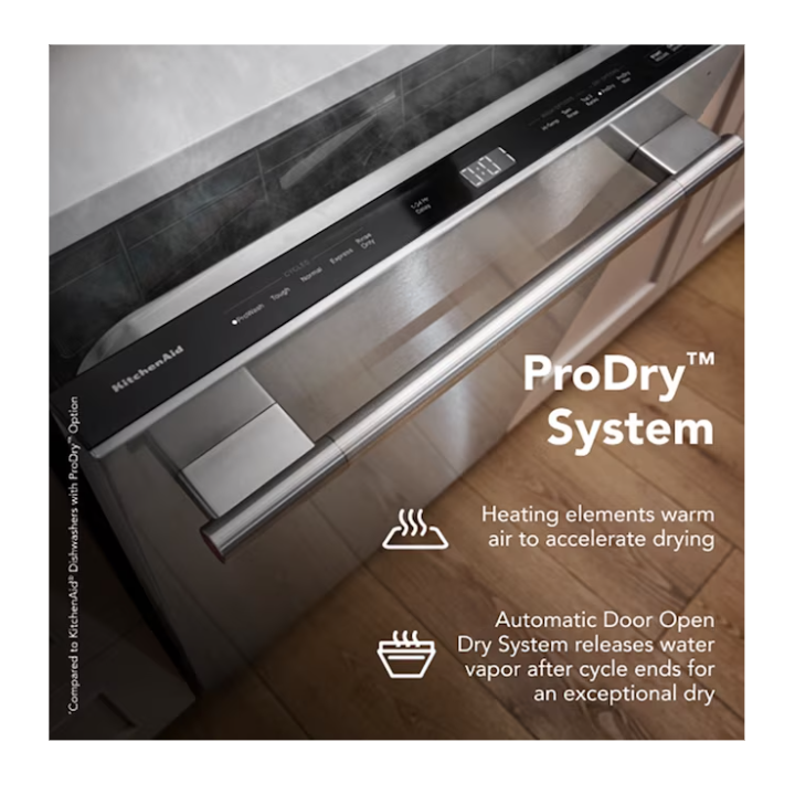 KitchenAid 24-in Top Control Built-in Dishwasher ( PrintShield Stainless ) With Third Rack, ProWash, ProDry Max , 41-Decibel