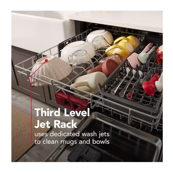 KitchenAid 24-in Top Control Built-in Dishwasher ( PrintShield Stainless ) With Third Rack, ProWash, ProDry Max , 41-Decibel