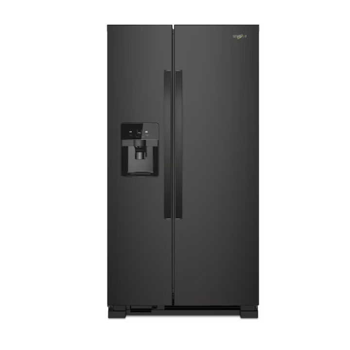 Whirlpool 21.4-cu ft Standard-Depth 33-in Wide Side-by-Side Refrigerator with Ice Maker,Water and Ice Dispenser (Black)