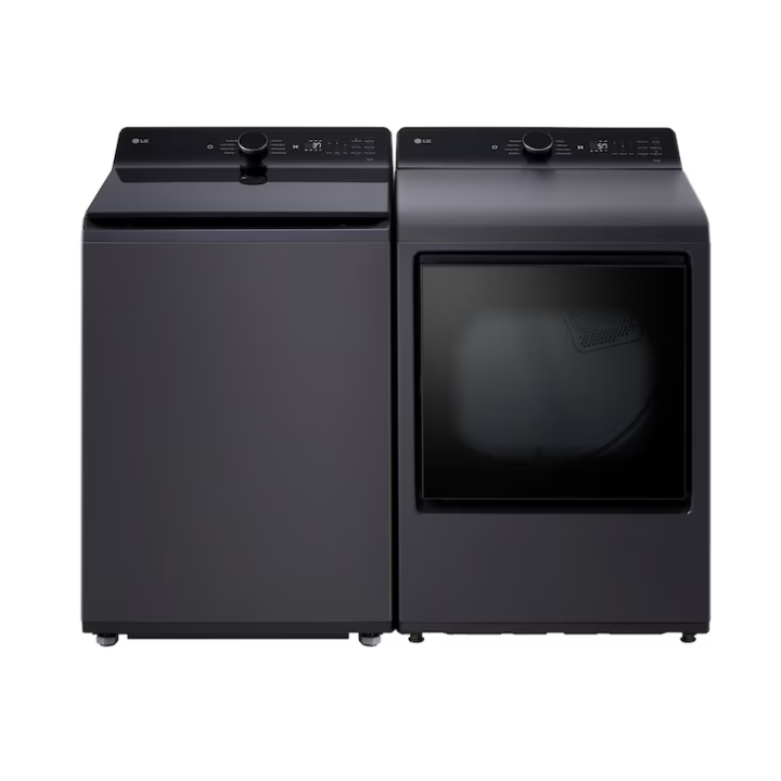 LG Agitator Large (5.3-cu ft) Top-Load Washer & 7.3-cu ft Vented Electric Dryer (Matte Black)
