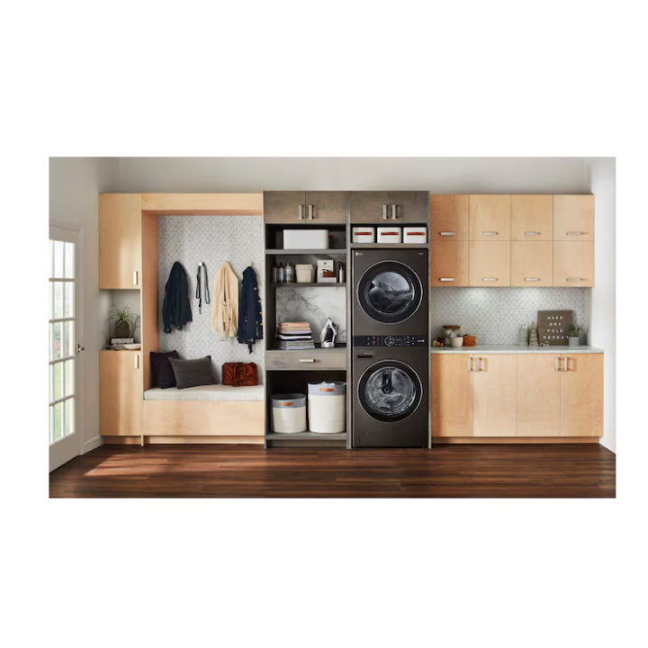 LG WashTower Electric Stacked Laundry Center with 4.5-cu ft Front load Washer and 7.4-cu ft Dryer (Black Steel)
