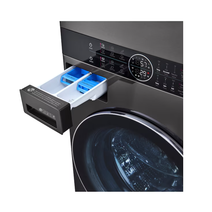 LG WashTower Electric Stacked Laundry Center with 4.5-cu ft Front load Washer and 7.4-cu ft Dryer (Black Steel)