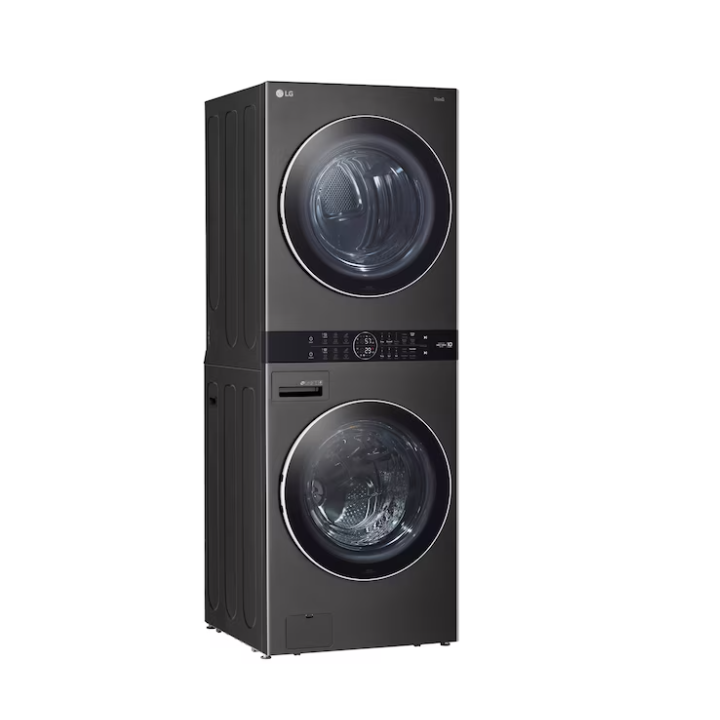 LG WashTower Electric Stacked Laundry Center with 4.5-cu ft Front load Washer and 7.4-cu ft Dryer (Black Steel)
