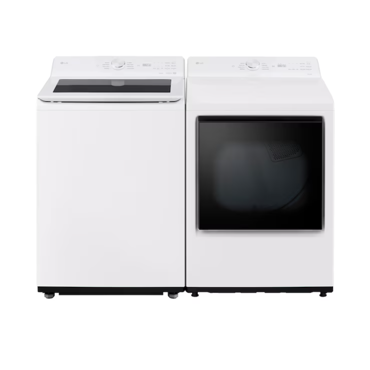 LG Impeller Large (5-cu ft) Top-Load Washer & 7.3-cu ft Vented Electric Dryer (Alpine White)