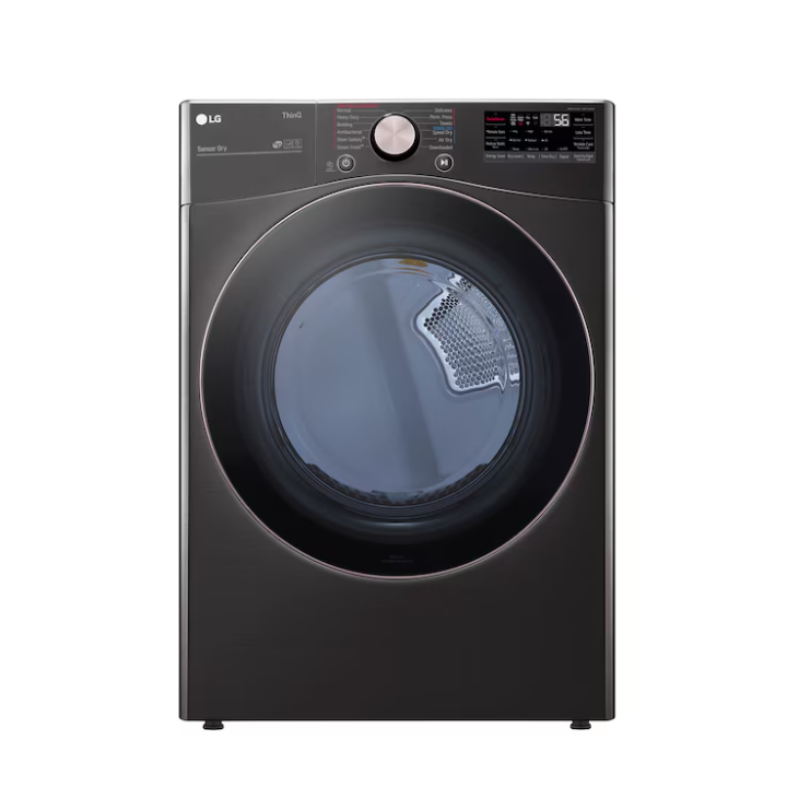 LG True Steam 7.4-cu ft Stackable Vented Electric Dryer with Steam Cycle (Black Steel)