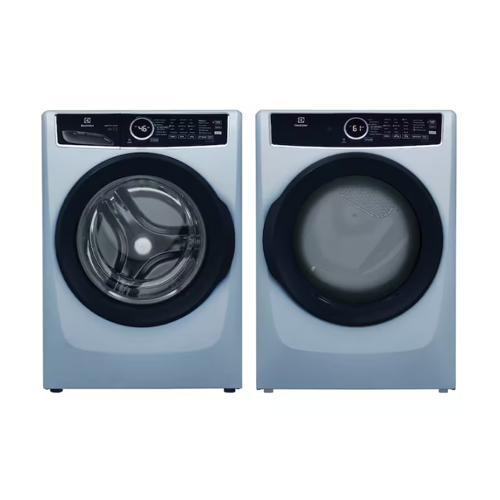 Electrolux LuxCare® High Efficiency Stackable Front-Load Washer Featuring 18-Min Wash with Electric Dryer Set in Glacier Blue ENERGY STAR