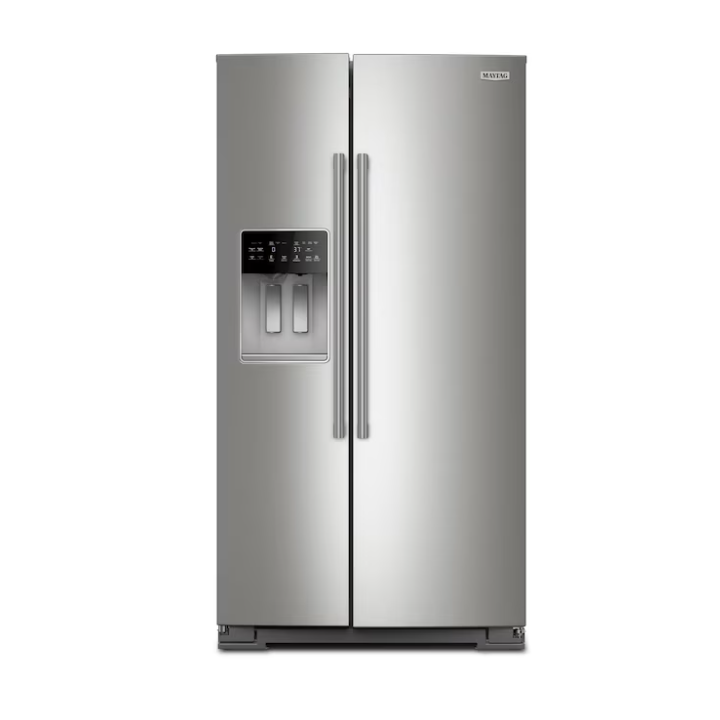 Maytag 20.85-cu ft Counter-Depth 36-in Wide Side-by-Side Refrigerator with Ice Maker ,Water and Ice Dispenser (Fingerprint Resistant Stainless Finish)