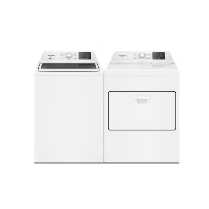 Whirlpool 4.3 cu ft. Top Load Washer，2-in-1 Removable Agitator & 7.0 cu. ft. Vented Front Load Gas Dryer