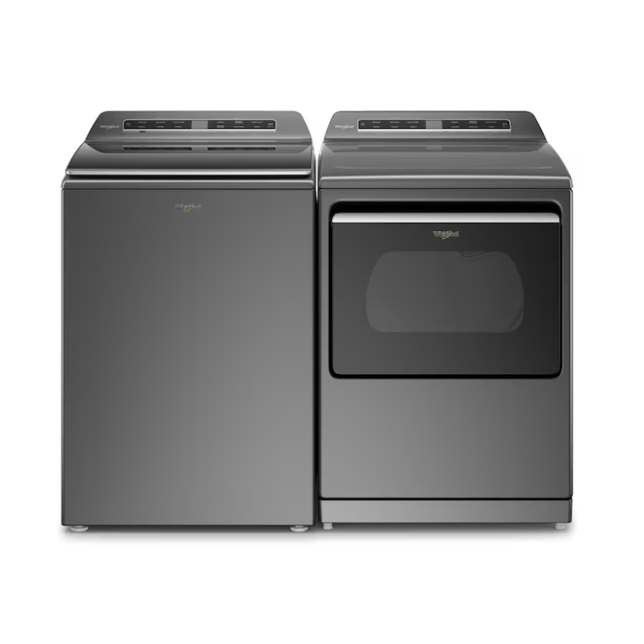 Whirlpool 2-Piece Removable Agitator Extra Large (5.3-cu ft) Top-Load Washer & 7.4-cu ft Vented Gas Dryer with Steam Cycle (Chrome Shadow)