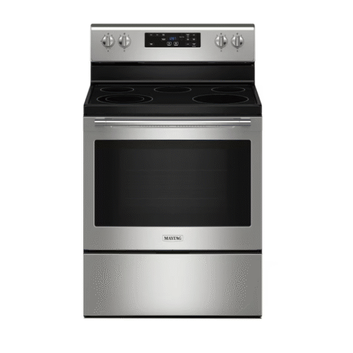 Maytag 30-in Glass Top 5 burners 5.3-cu ft Freestanding Electric Range ( Fingerprint Resistant Stainless Steel )