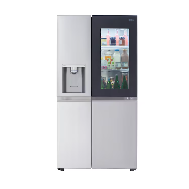 LG InstaView Craft Ice 27.1-cu ft Standard-Depth 36-in Wide Side-by-Side Refrigerator Smart Compatible with Dual Ice Maker,Water and Ice Dispenser (PrintProof Stainless Steel) ENERGY STAR Certified
