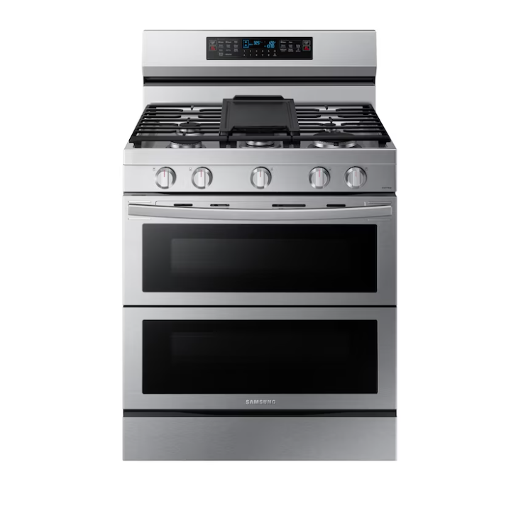 Samsung Flex Duo 30-in 5 burners 3.4-cu ft / 2.5-cu ft Air Fry Convection Oven Freestanding Double Oven Gas Range (Fingerprint Resistant Stainless Steel)