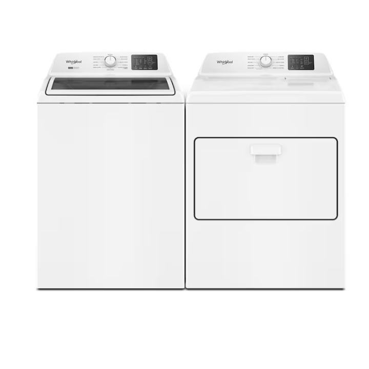 Whirlpool 4.2-cu ft Top-Load Washer with 2-Piece Removable Agitator & 7-cu ft Vented Electric Dryer Set (White)
