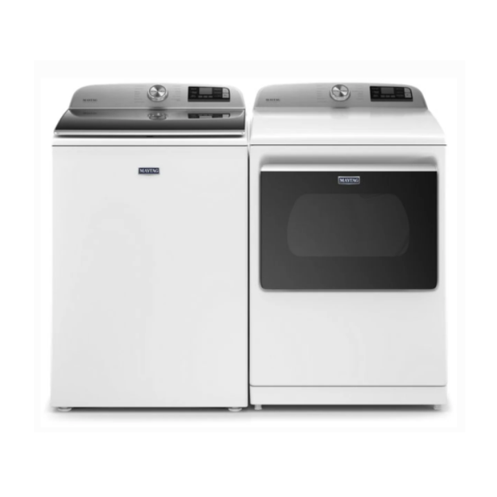 Maytag Top Load Smart Washer with 5.2 Cu. Ft. Capacity, Extra Power & Pet Pro 7.4-cu ft Vented Electric Dryer with Steam Cycle (White) (Copy)
