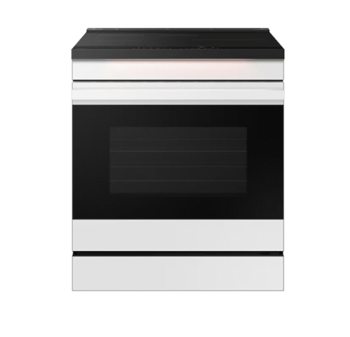 Samsung Bespoke 30-in 4 burners 6.3-cu ft , Air Fry Convection Oven Slide-In Single Induction Range (White Glass)