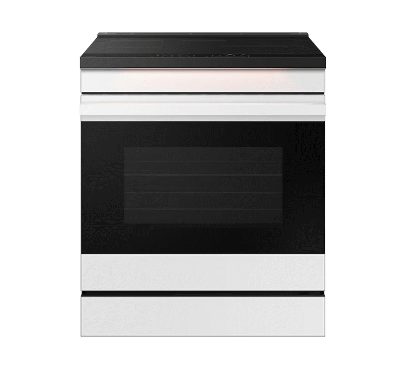 Samsung Bespoke 30-in 4 burners 6.3-cu ft , Air Fry Convection Oven Slide-In Single Induction Range (White Glass)