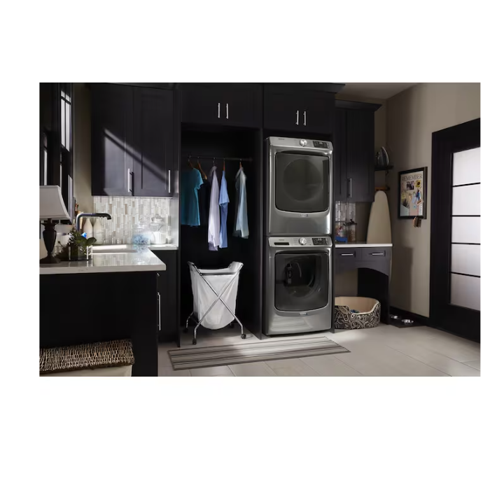 Maytag High Efficiency Stackable Medium ( 4.5-cu ft ) Front-Load Washer with Steam Cycle ( Metallic Slate )