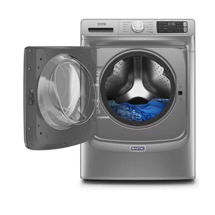 Maytag High Efficiency Stackable Medium ( 4.5-cu ft ) Front-Load Washer with Steam Cycle ( Metallic Slate )