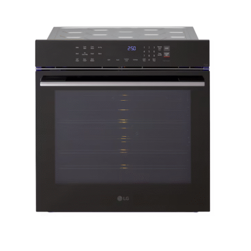 LG 24 inch Single Electric Wall Oven with Air Fry Single-fan and Self-cleaning ( Matte Black )