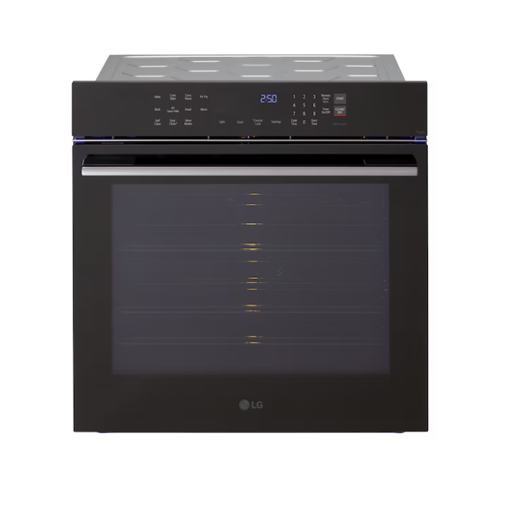 LG 24 inch Single Electric Wall Oven with Air Fry Single-fan and Self-cleaning ( Matte Black )