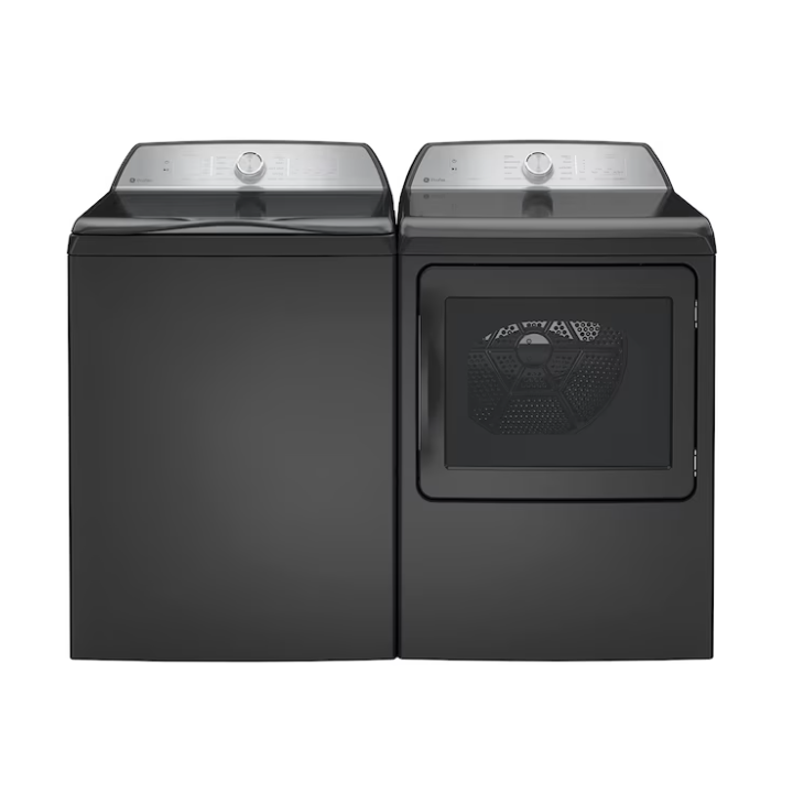 GE Profile High Efficiency Impeller Extra Large ( 5.0-cu ft ) Top-Load Washer & 7.4-cu ft Vented Electric Dryer ( Diamond Gray )