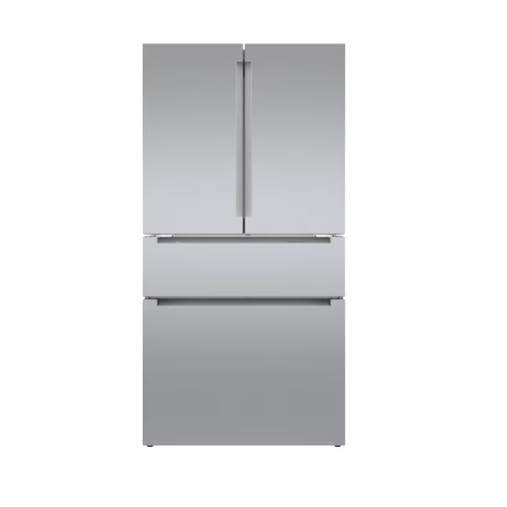 Bosch 800 Series 21 cu. ft. Smart Counter Depth 4-Door French Door Recessed Handle Refrigerator Stainless Steel, Ice and Water