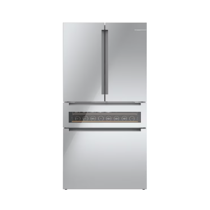 Bosch 800 Series 21 cu. ft. Smart Counter Depth 4-Door French Door Refrigerator in Stainless Steel with Beverage Cooler Drawer