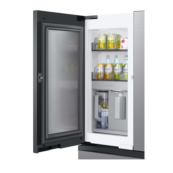 Samsung Bespoke AI Standard-Depth Beverage Center 29-cu ft 36-in Wide French Door Refrigerator with Dual Ice Maker and Door within Door ( Fingerprint Resistant Stainless Steel ) ENERGY STAR Certified