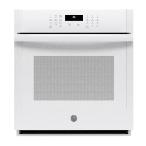 GE 27 inch Single Electric Wall Oven Self + Steam Cleaning ( White )