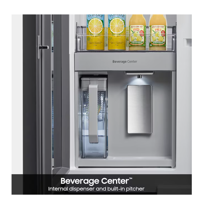 Samsung Bespoke AI Standard-Depth Beverage Center 29-cu ft 36-in Wide French Door Refrigerator with Dual Ice Maker and Door within Door ( Fingerprint Resistant Stainless Steel ) ENERGY STAR Certified