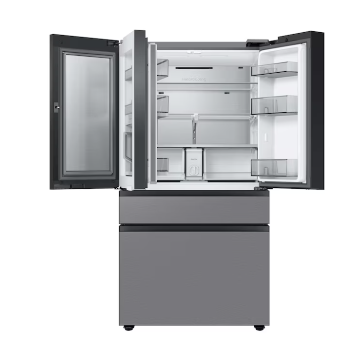 Samsung Bespoke AI Standard-Depth Beverage Center 29-cu ft 36-in Wide French Door Refrigerator with Dual Ice Maker and Door within Door ( Fingerprint Resistant Stainless Steel ) ENERGY STAR Certified