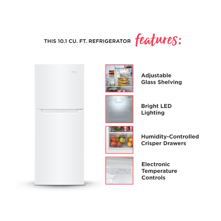 Frigidaire 11.6-cu ft Counter-Depth 24-in Wide Top-Freezer Refrigerator ( White ) Garage Ready ENERGY STAR Certified
