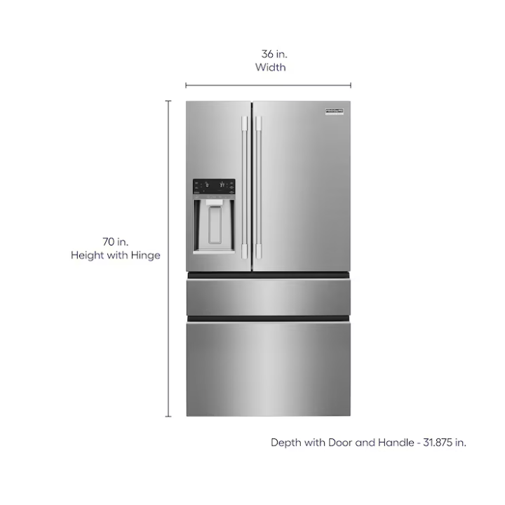 Frigidaire Professional Counter-Depth Professional 21.4-cu ft 36-in Wide French Door Refrigerator with Dual Ice Maker ( Smudge Proof Stainless Steel ) ENERGY STAR Certified